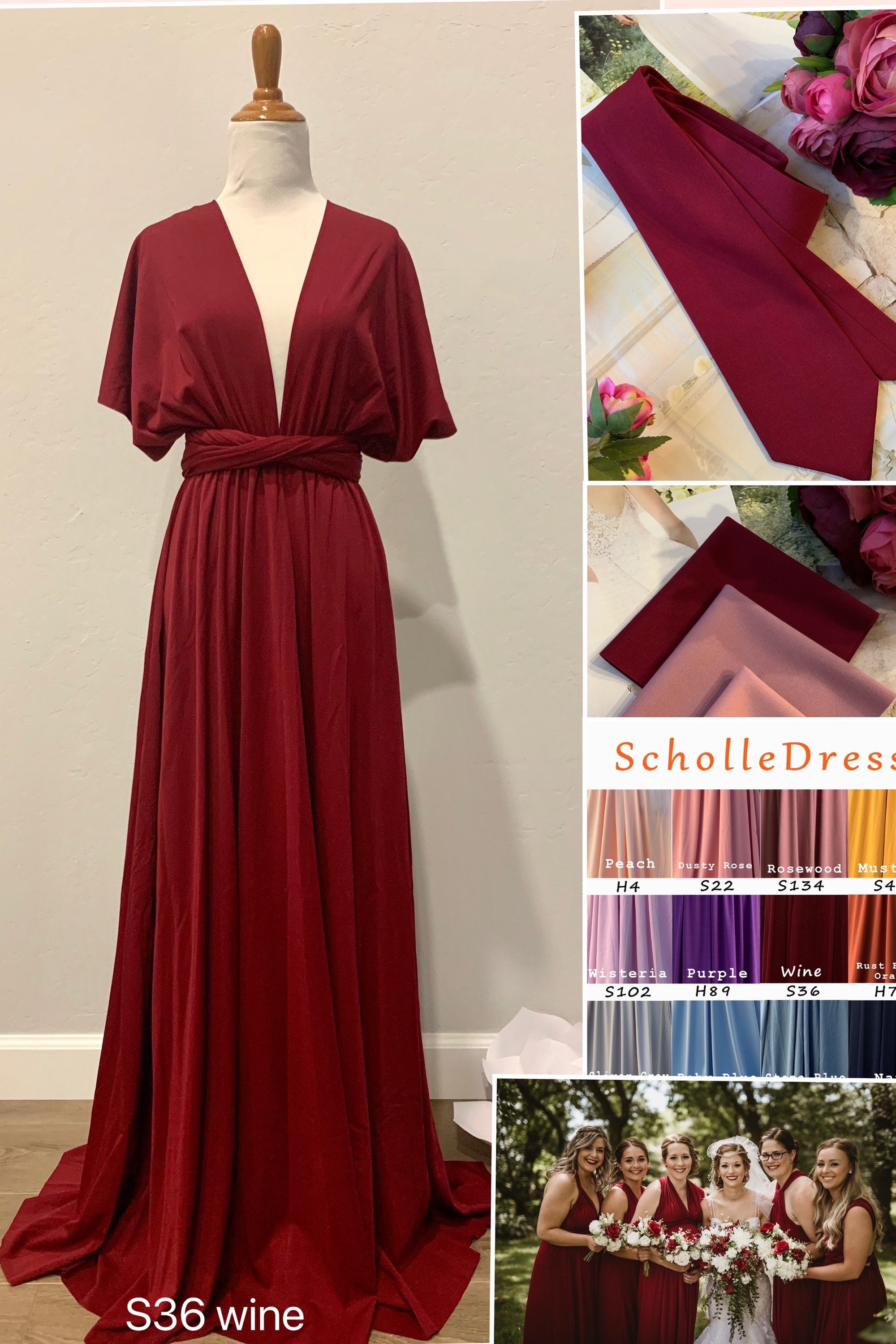 Vestido color vino -