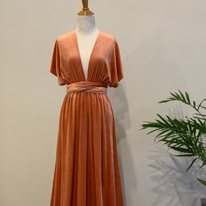 Terracotta Velvet Bridesmaid Dress , velvet long infinity Dress velvet wrap dress velvet party dress Ks98 Free Shipping