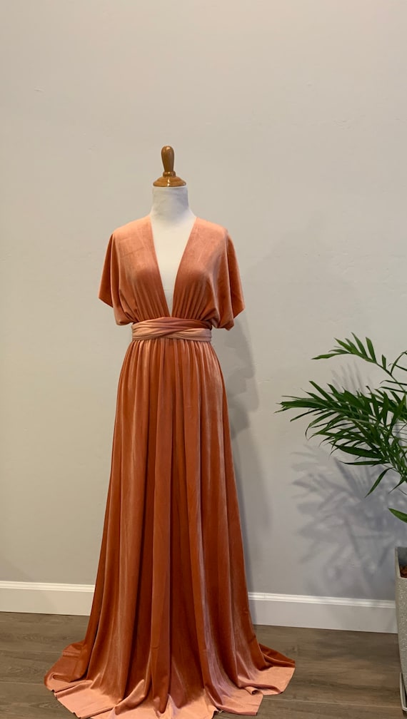 Terracotta Velvet Bridesmaid Dress velvet long infinity Dress velvet wrap dress velvet party dress Ks98 Free Shipping Etsy France