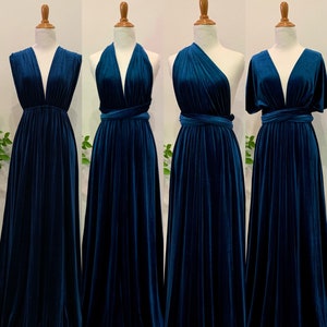 Robe en velours, robe de demoiselle d'honneur en velours, robe longue en velours à débordement, robe portefeuille en velours, robe de soirée en velours R29 livraison gratuite