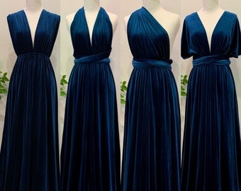 Vestido de terciopelo, vestido de dama de honor de terciopelo, vestido largo infinito de terciopelo, vestido cruzado de terciopelo, vestido de fiesta de terciopelo R29, envío gratis