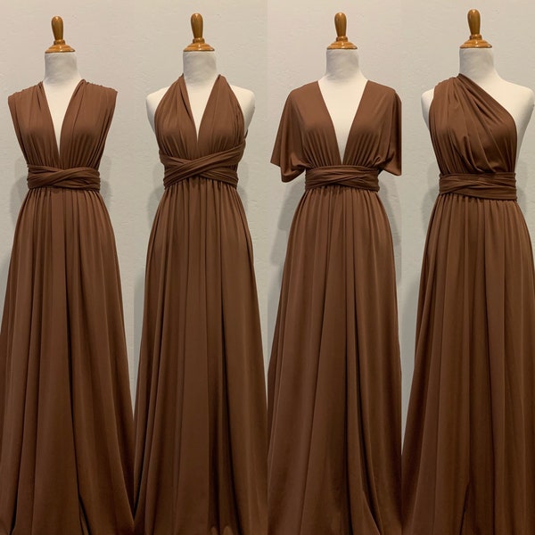 Chocolate Bridesmaid Dress infinity Dress  Wrap dress Convertible Dress -S11#