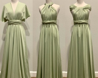 Light pea green Bridesmaid Dress infinity Dress  Wrap dress Convertible Dress - S149#