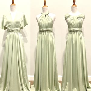 Light pea green Bridesmaid Dress infinity Dress  Wrap dress Convertible Dress - S149#