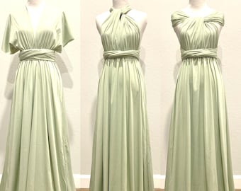 Vestido de dama de honor verde guisante claro Vestido infinito Vestido cruzado Vestido convertible - S149#