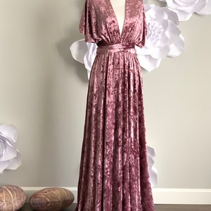 Crushed Velvet Dress, Bridesmaid Dress , infinity Dress Convertible Formal,wrap dress party dress Evening dress, Free Shipping image 1