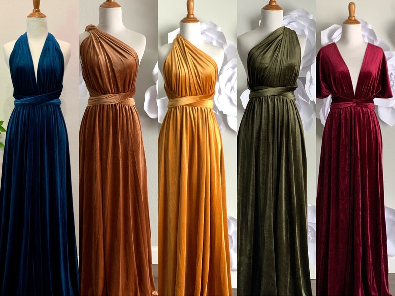 Velvet dress ,Velvet Bridesmaid Dress, velvet long infinity Dress velvet wrap dress velvet party dress Wedding Gift dress Burnt Orange dress imagem 1