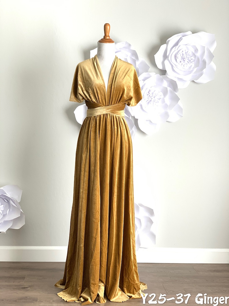 Ginger Velvet Dress Gold Velvet Bridesmaid Dress Velvet Long Etsy