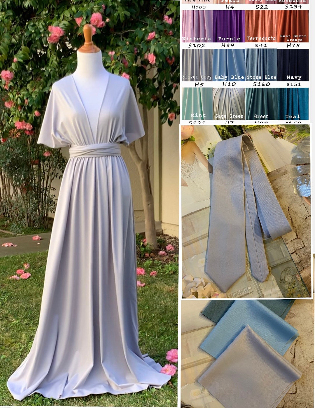 Silver Gray Bridesmaid Dress Infinity Dress Wrap Dress Etsy