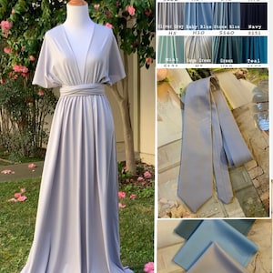 Silver Gray Bridesmaid Dress infinity Dress  Wrap dress Convertible Dress -H5#