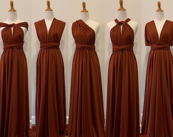 Burnt Orange Bridesmaid Dress infinity Dress  Wrap dress Convertible Dress - H102#