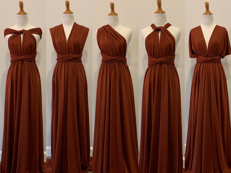 Burnt Orange Bridesmaid Dress infinity Dress Wrap dress Convertible Dress - H102# image 1