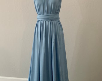 Baby Blue Bridesmaid Dress infinity Dress  Wrap dress Convertible Dress -H10#