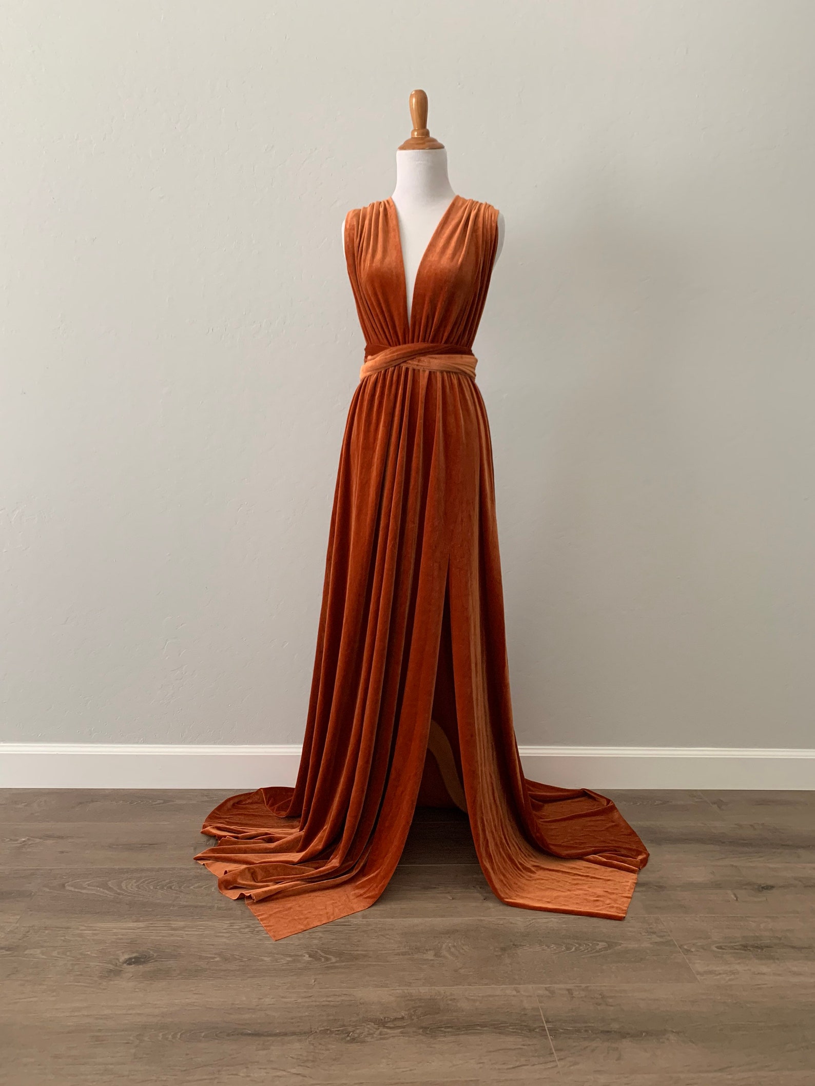 Custom Velvet dress with Slit Velvet Bridesmaid Dress | Etsy