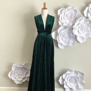 Dark Green Velvet dress ,Velvet Bridesmaid Dress , velvet long infinity Dress velvet wrap dress velvet party dress Free Shipping imagen 3