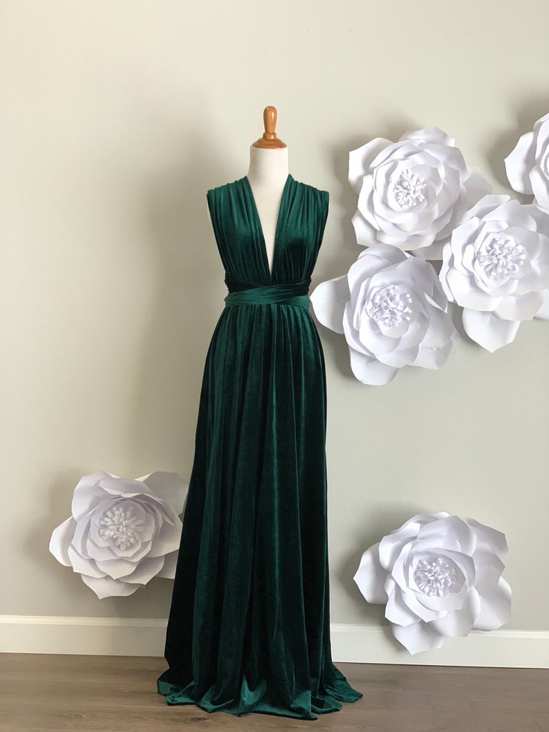 Dark Green Velvet dress ,Velvet Bridesmaid Dress , velvet long infinity Dress velvet wrap dress velvet party dress Free Shipping image 3