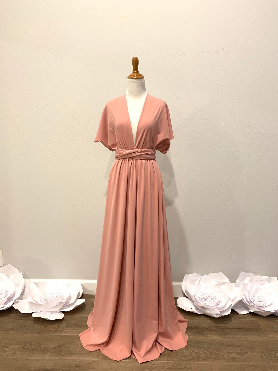 open lace back dress Violaine Blush Convertible Maxi Dress main image 0
