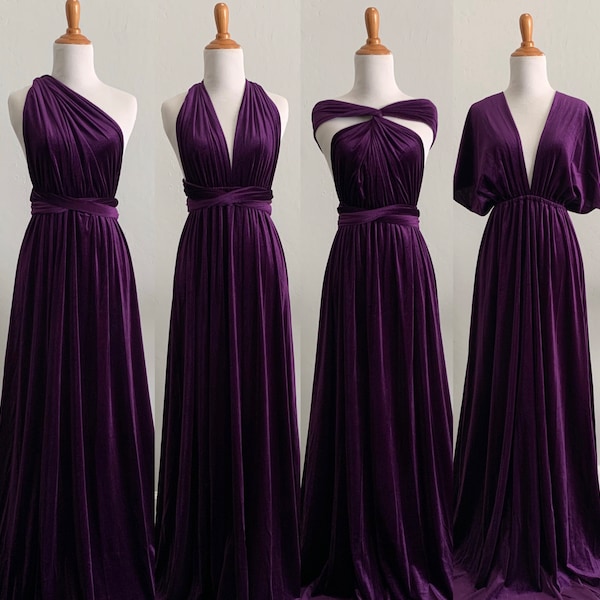 Eggplant Velvet Bridesmaid Dress , velvet long infinity Dress velvet wrap dress velvet party dress Ks 21  .