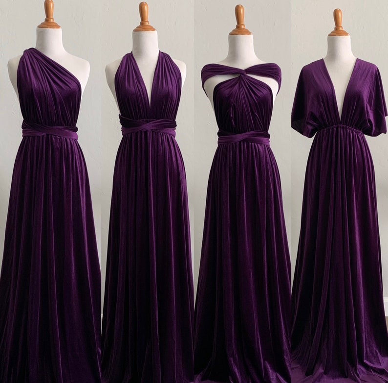 Eggplant Velvet Bridesmaid Dress Velvet Long Infinity Dress Etsy