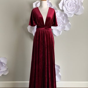 Wine Velvet dress ,Velvet Bridesmaid Dress , velvet long infinity Dress velvet wrap dress velvet party dress Evening dress