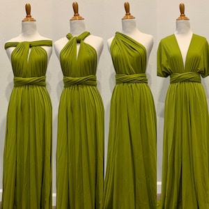 Vestido de dama de honor verde aguacate Vestido infinito Vestido cruzado Vestido convertible - S101#