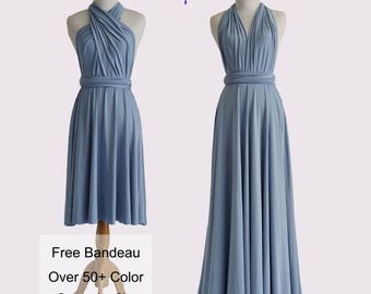 Steel blue Bridesmaid Dresses, gown convertible dress, infinity dress, maternity dress, party dress, wrap Dress C56# B56#