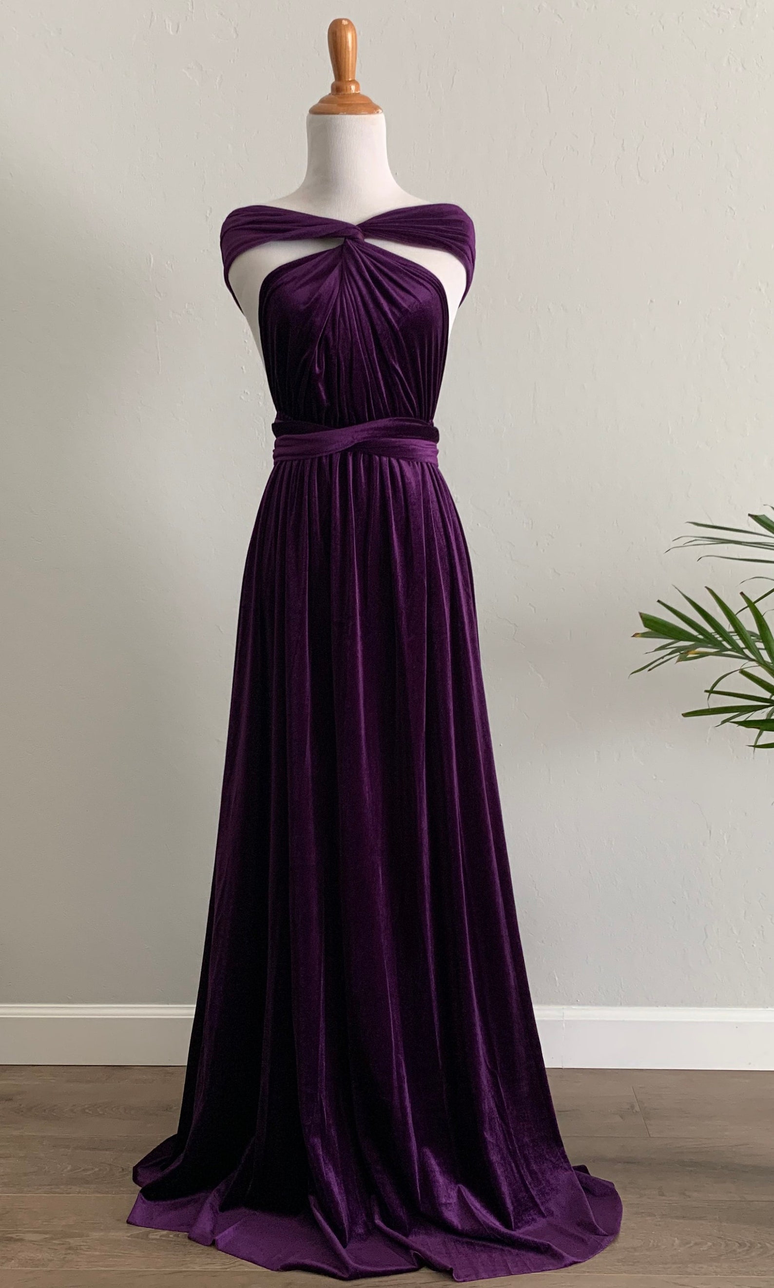 Eggplant Velvet Bridesmaid Dress , Velvet Long Infinity Dress Velvet