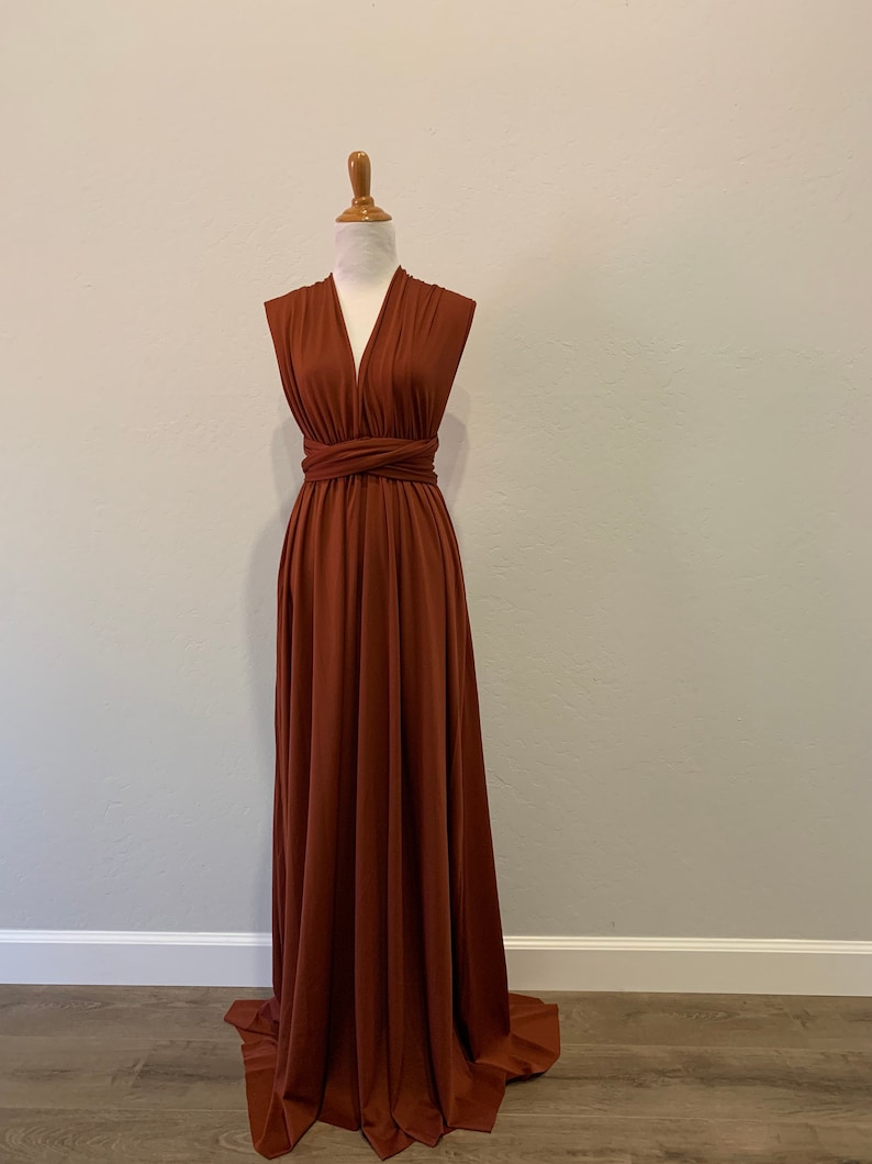 Burnt Orange Bridesmaid Dress infinity Dress Wrap dress Convertible Dress - H102# image 9