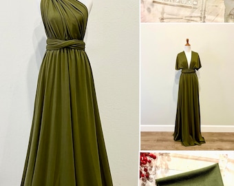 Olive Green Bridesmaid Dress infinity Dress  Wrap dress Convertible Dress -S129#