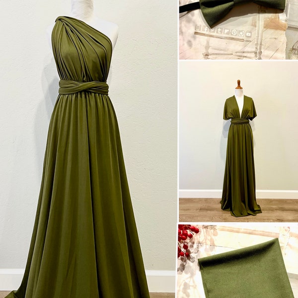 Olive Green Bridesmaid Dress infinity Dress  Wrap dress Convertible Dress -S129#