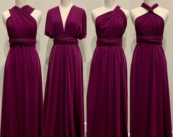 Purplish Red Bridesmaid Dress infinity Dress  Wrap dress Convertible Dress —S87#