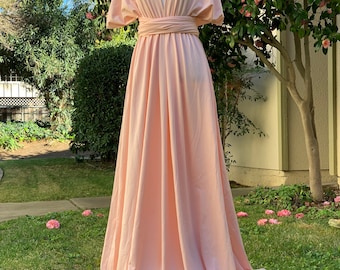 Peach Bridesmaid Dress infinity Dress  Wrap dress Convertible Dress -H4#