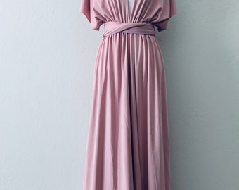 Nude pink dress Bridesmaid Dress infinity Dress  Wrap dress Convertible Dress -S170#