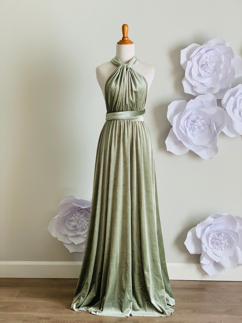 Sage Green Velvet Dress velvet Bridesmaid Dress Velvet Long Etsy