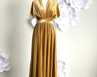 Mustard velvet wrap dress sales