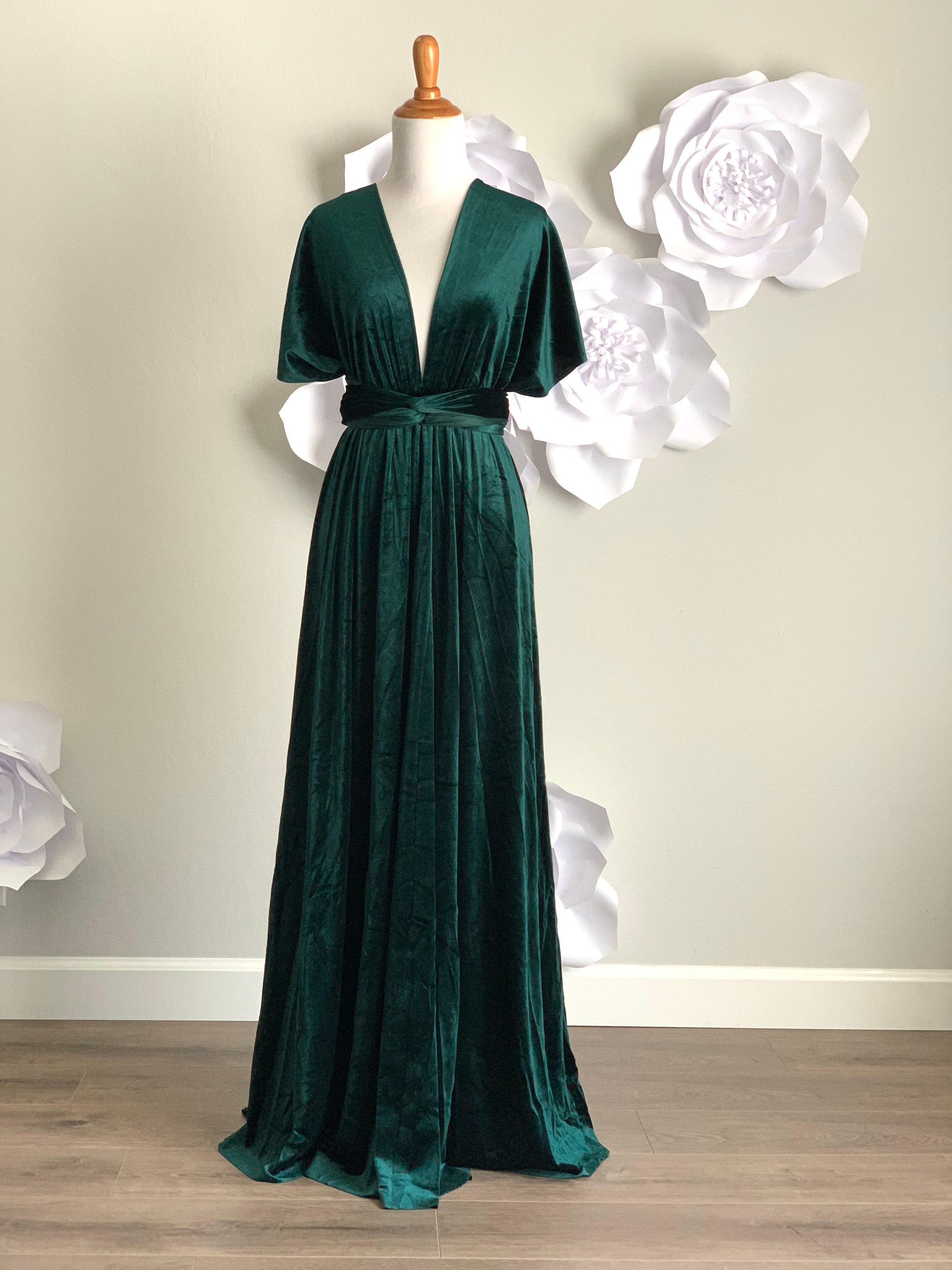 emerald green velvet dress bridesmaid Emerald Bridesmaid Dress Velvet Size Medium