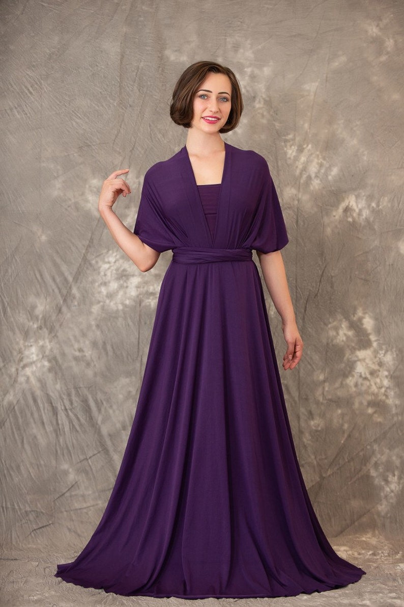 C18# B18# Bridesmaid Dress Infinity Dress Dark Purple Dress Wrap dress Convertible long Evening Dresses