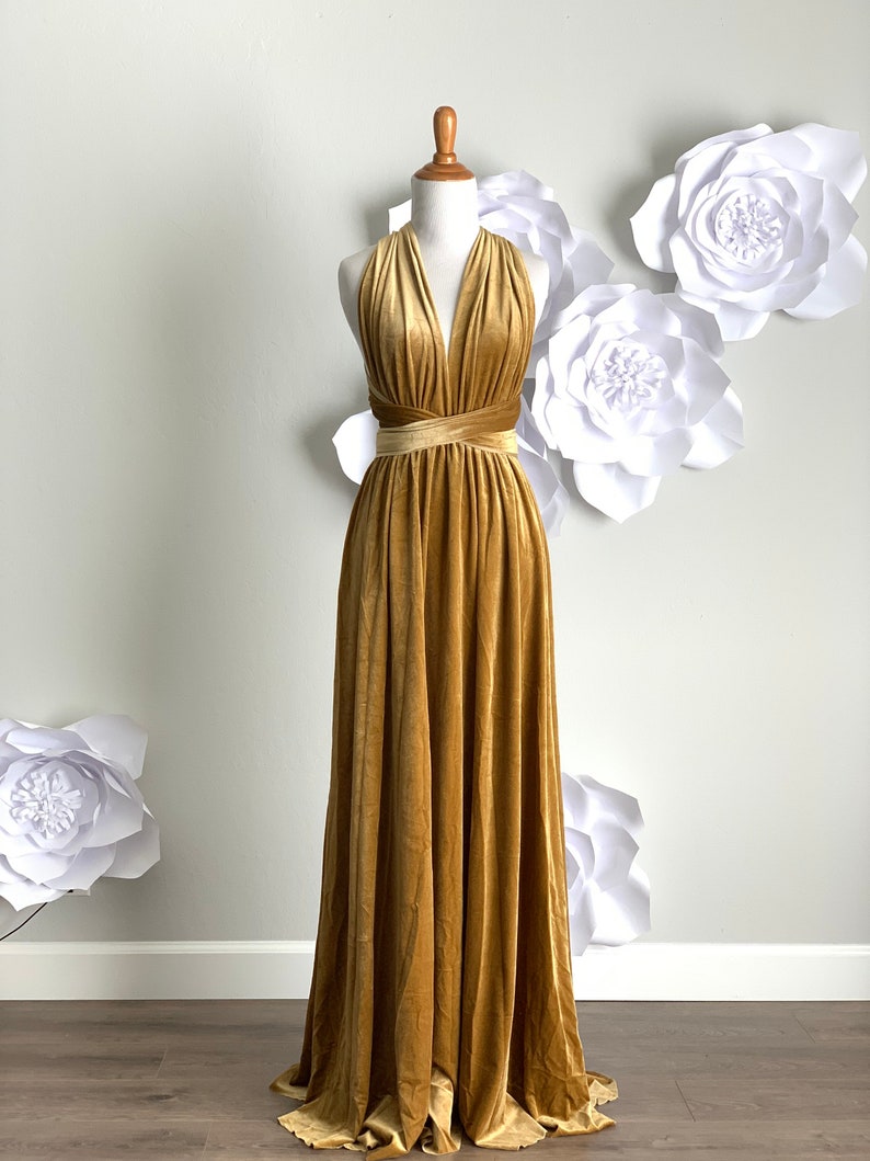 Ginger Velvet Dress Gold Velvet Bridesmaid Dress Velvet Long Etsy
