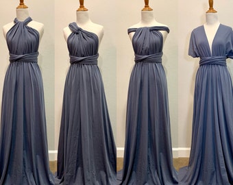 Denim Blue Bridesmaid Dress infinity Dress  Wrap dress Convertible Dress - S177#