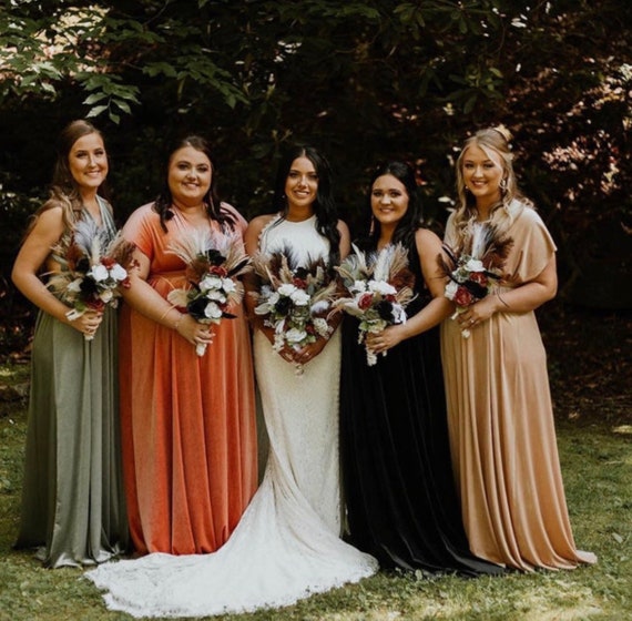 Mustard Velvet Dress velvet Bridesmaid Dress Velvet Long