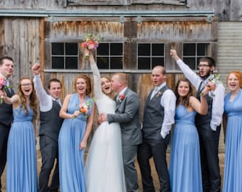 steel blue bridesmaid dresses with groomsmen Bridesmaid dress, Steel blue Bridesmaid Dresses, gown Convertible dress, infinity dress, maternity dress, party dress, wrap Dress C56#B56#