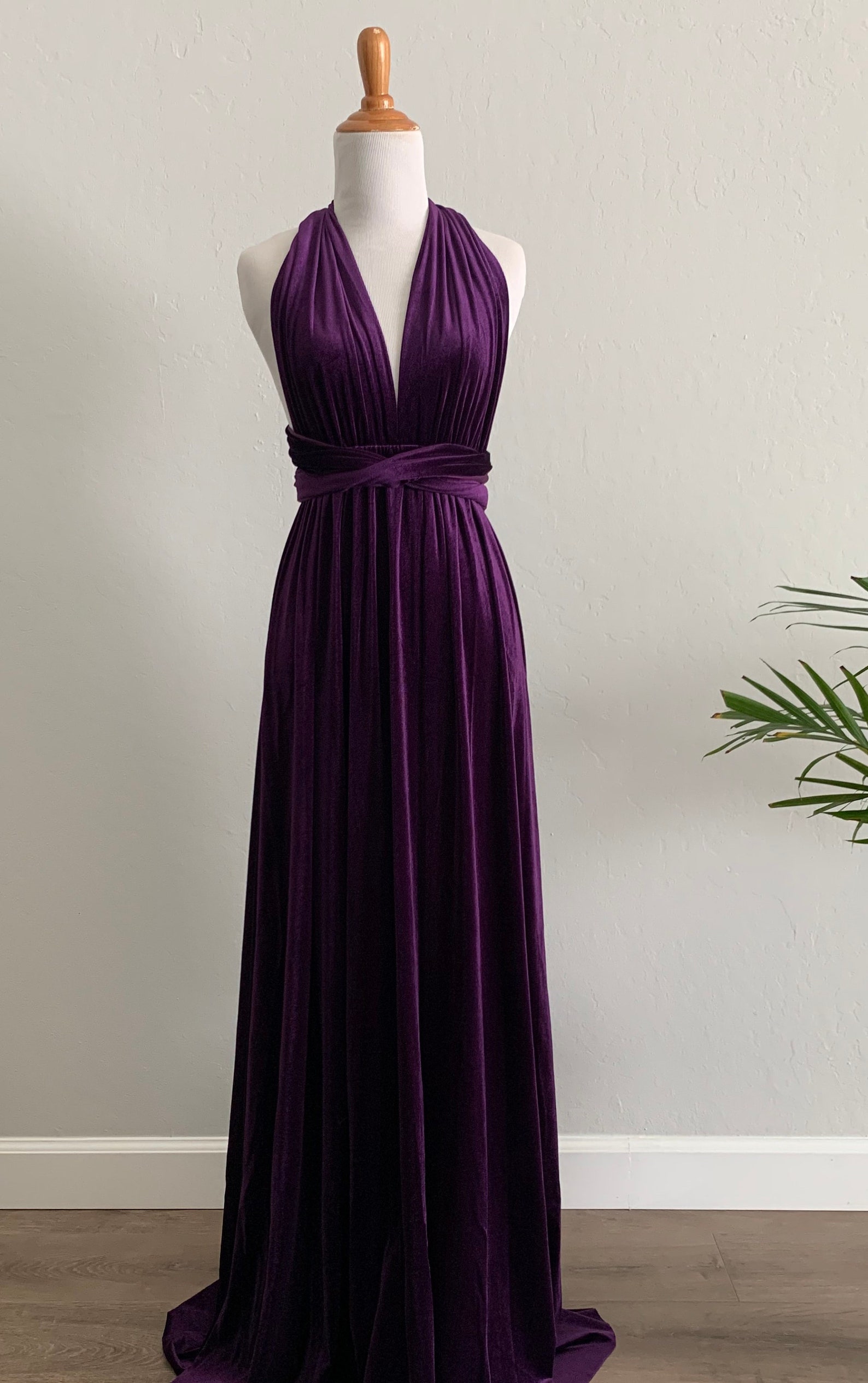 Eggplant Velvet Bridesmaid Dress , Velvet Long Infinity Dress Velvet