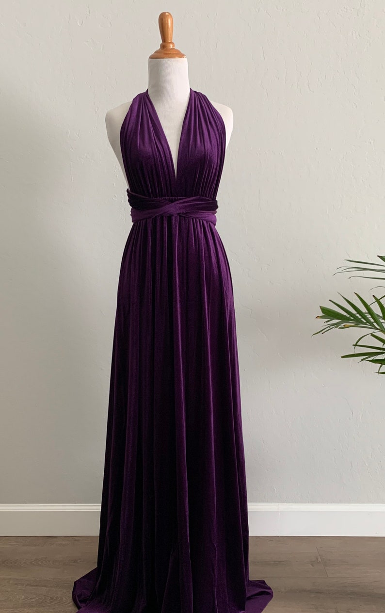 Eggplant Velvet Bridesmaid Dress Velvet Long Infinity Dress Etsy