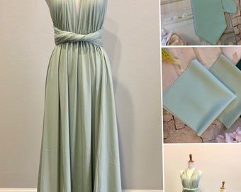 Sage Green Bridesmaid Dress infinity Dress  Wrap dress Convertible Dress Wedding Gift Dress-H7