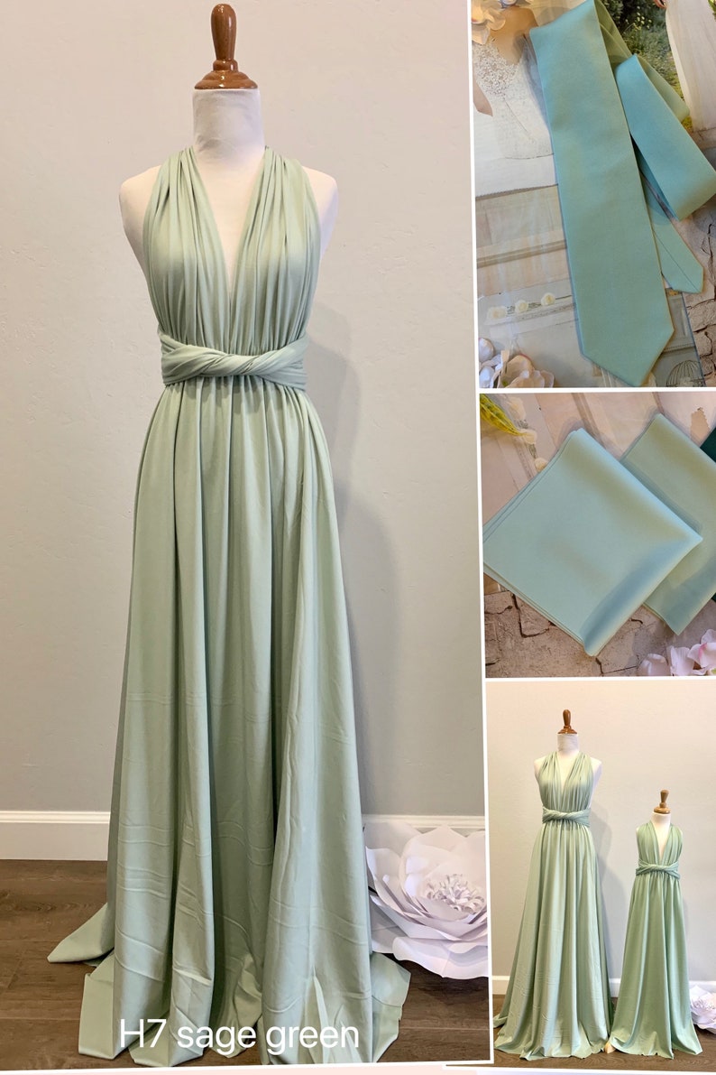 Sage Green Bridesmaid Dress infinity Dress Wrap dress Convertible Dress Wedding Gift Dress-H7 image 1