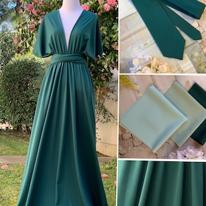 Green Bridesmaid Dresses, gown convertible dress, long infinity dress, maternity dress, party dress-H80#