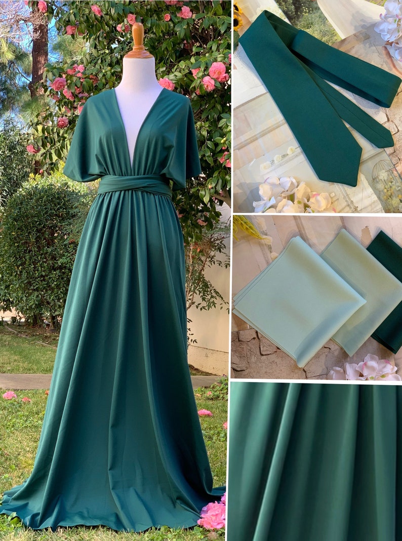 Green Bridesmaid Dresses, gown convertible dress, long infinity dress, maternity dress, party dress-H80# 