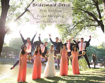 Long Bridesmaid Dress, Orange Dress Wrap Convertible Infinity Dress Evening Dresses  Free Shipping