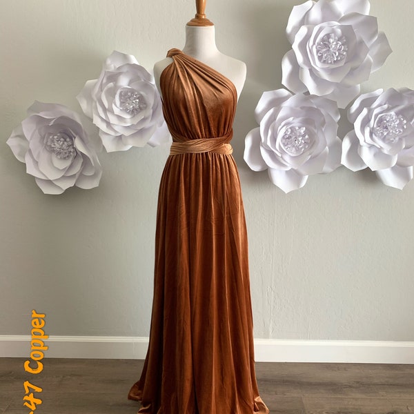 Copper Velvet dress ,Velvet Bridesmaid Dress , velvet long infinity Dress velvet wrap dress velvet party dress Evening dress