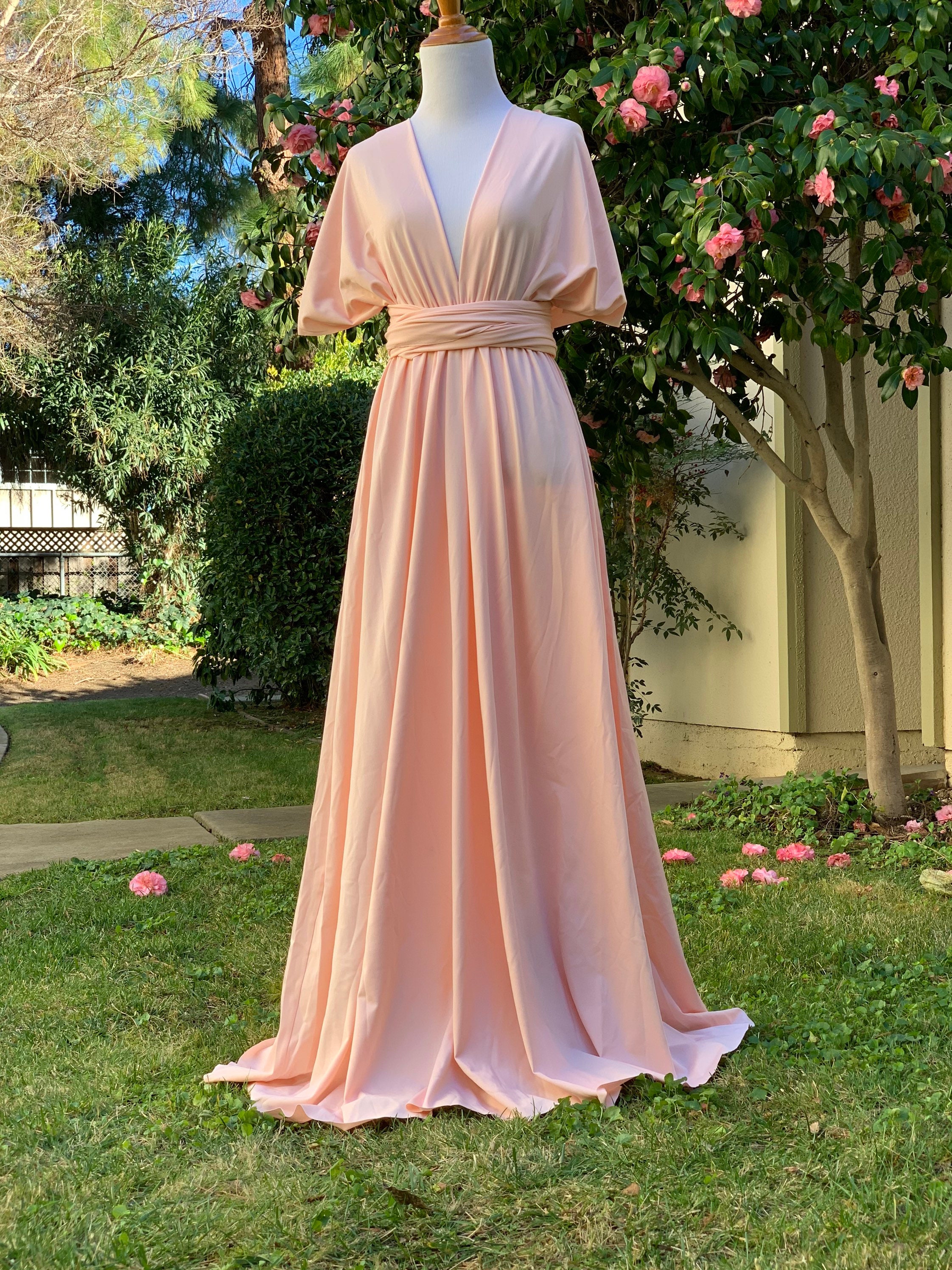 Peach Bridesmaid Dress infinity Dress Wrap dress Convertible Etsy